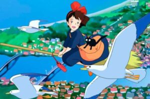Escena de la película Nicky, la aprendiz de bruja, de Studio Ghibli.